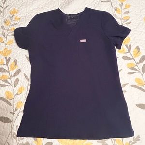 XS Figs navy scrub set Catarina slim one-pocket top